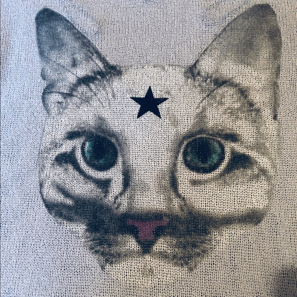 Cat print artsy tissue sweater long sleeve top